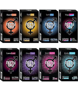NottyBoy 3IN1 & 4IN1, 1500 Big Dots, Ultra Ribbed, Long Lasting, Extra Thin, Contoured, More Lubricated Smooth Condoms- 80 Units