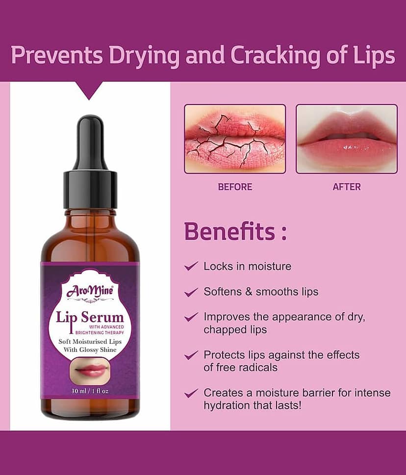 Aromine Pink Lip Serum- For Glossy, Shiny & Soft Lips (Moisturizing & Nourishing) Men & Women Face Serum 30 mL view 2