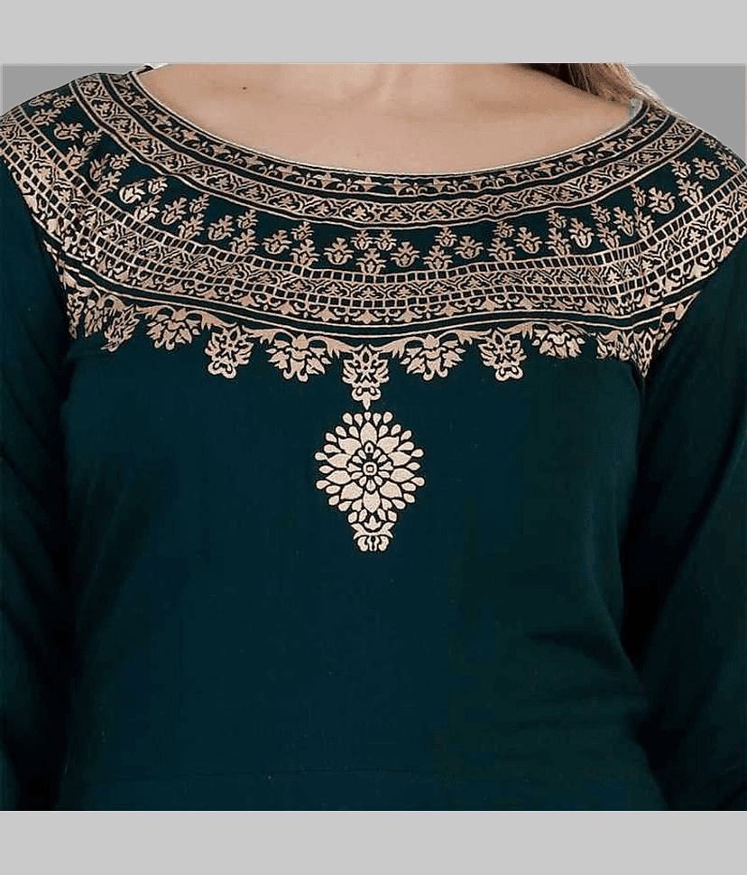 Smien Rayon Printed Anarkali Women's Kurti - Green ( Pack of 1 ) view 2