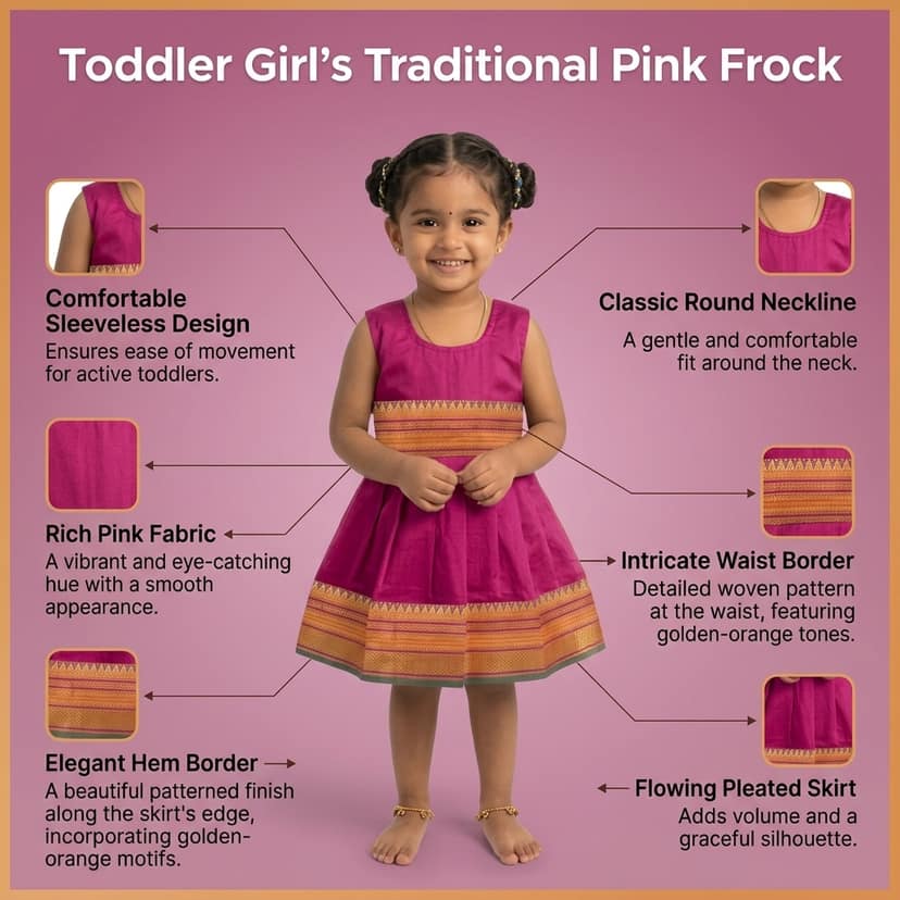 Mom and Me Baby Girls Summer Frock Dress (0–5 Years) | Soft Acrylic Cotton with Pure Cotton Lining | Sleeveless Round Neck | Lightweight & Breathable (in, Age, 6 Months, 12 Months, Regular, Pink) view 4