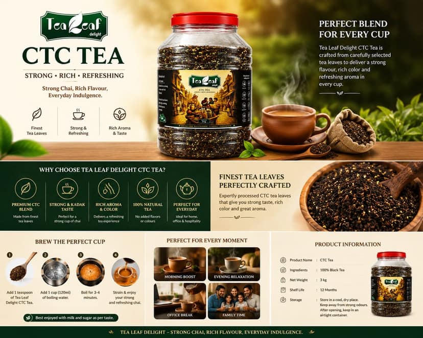 Tea Leaf Delight Premium CTC Tea – 3kg Family & Commercial Pack view 5