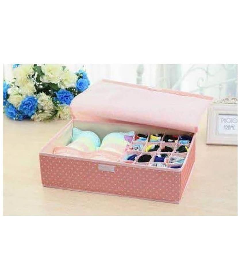 House of Quirk 15+1 Compartment Foldable Non-Smell Non Woven Fabric Storage Box for Closet (30 cm x 49 cm x 11.51 cm)