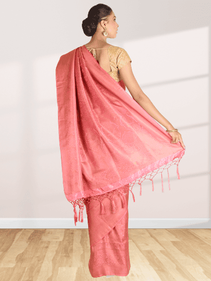 Pink Khadi Silk Saree view 2