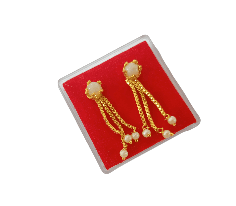 Gold Plated Pearl Drop Earrings view 3