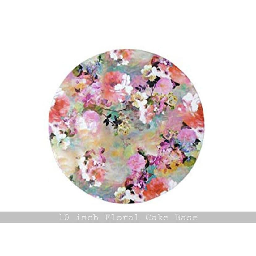 Cake Base Round Circle Cardboard Round 10 Inch Floral Colour Normal Round Base, (20 Pcs)
