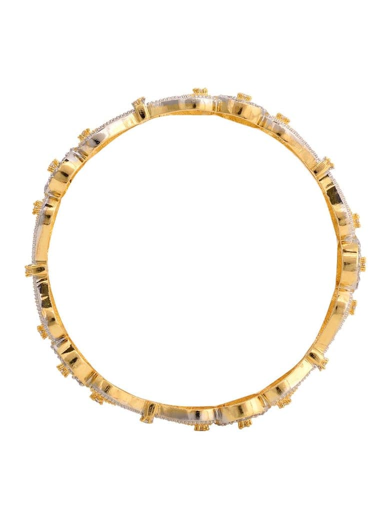 Set Of 2 Dua Toned Gold Plated Whitee AD Studded Handcrafted Leafy Design Bangles view 9