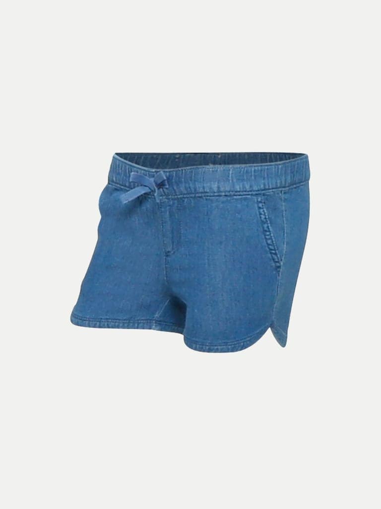 Teen Girls Light Blue Washed Denim Shorts view 2