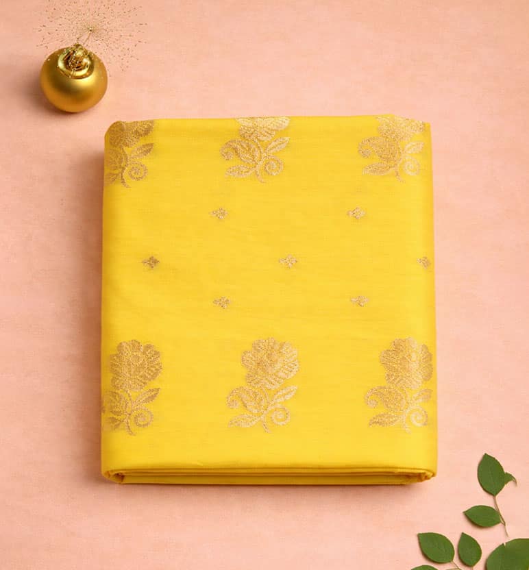 Handloom Chanderi Silk Mercerized Cotton Saree with Meena Booti