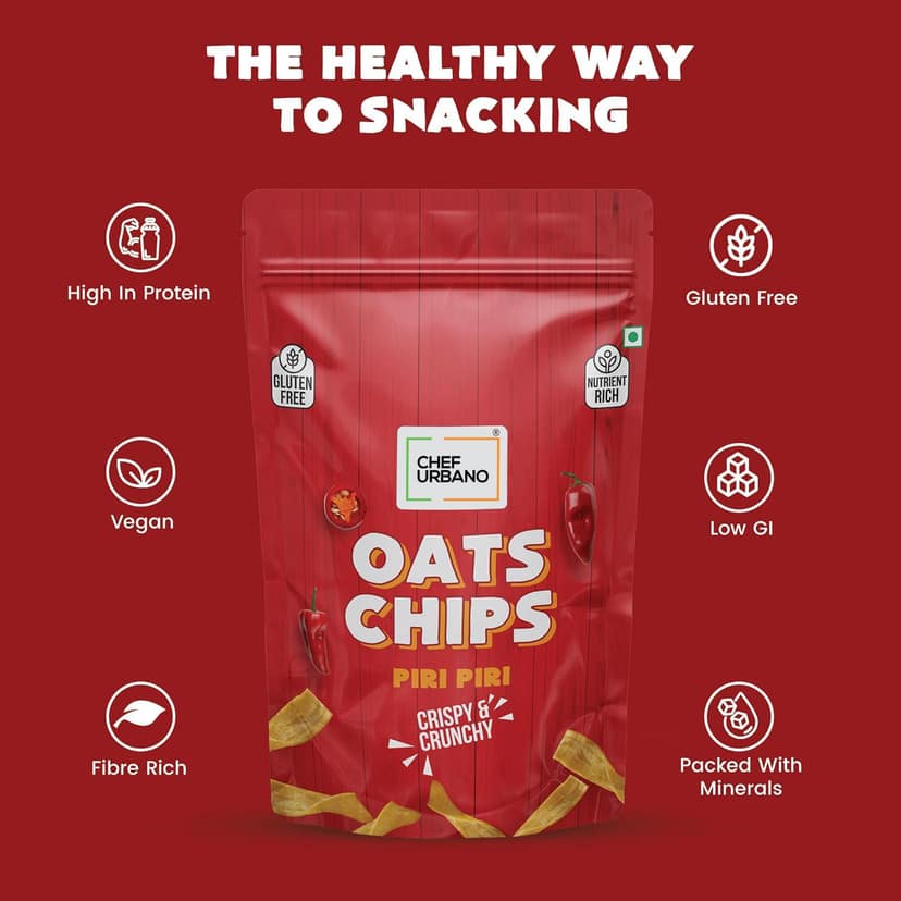 Chef Urbano Chips Oats Piri Piri Pouch 85 Gms (MRP: Rs. 149/-)