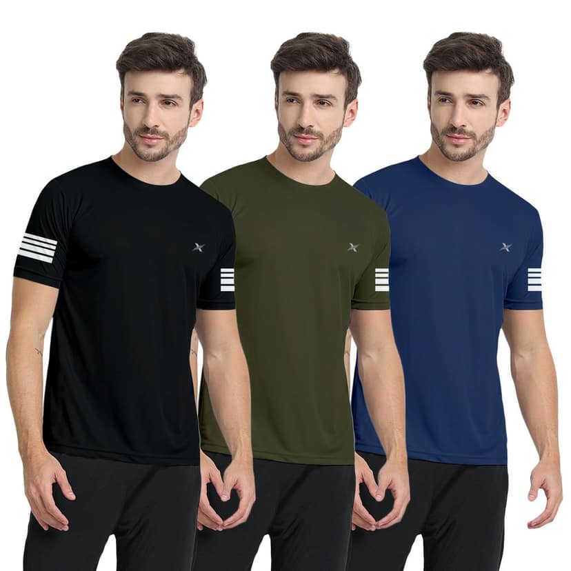 FTX Men Solid Round Neck Tshirt Pack Of 3
