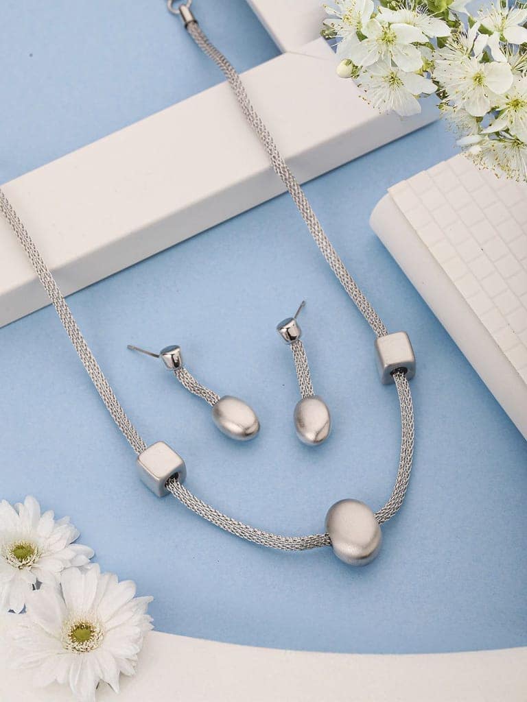 Anti-tarnish Silver Toned Trendy Chain Jewelry Set view 2