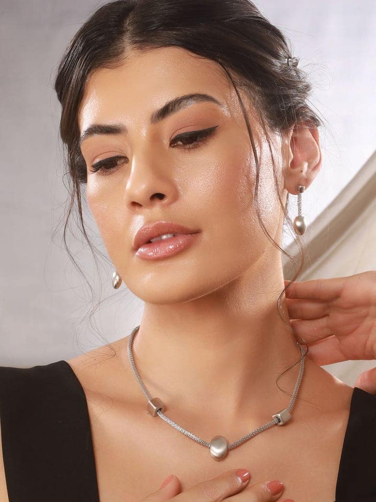 Anti-tarnish Silver Toned Trendy Chain Jewelry Set view 4
