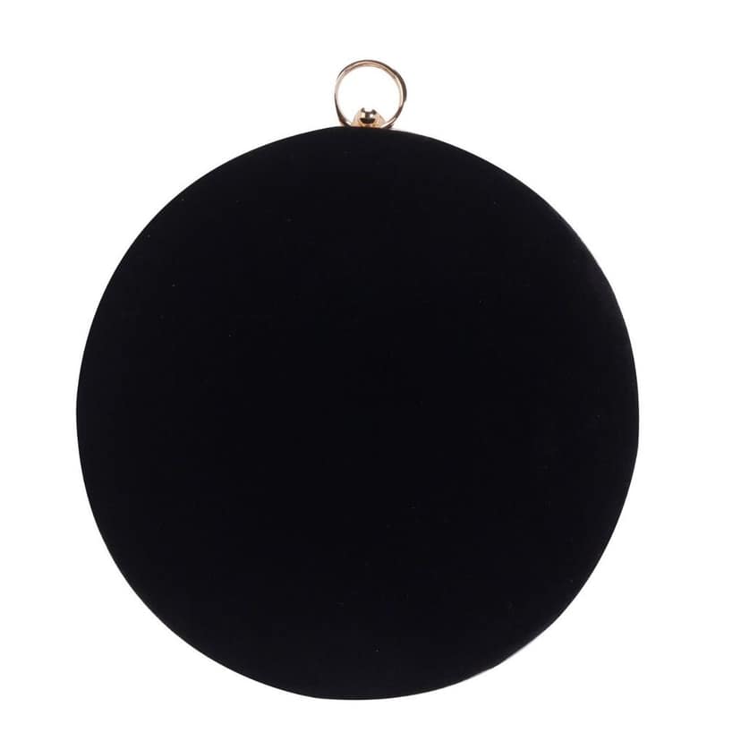 Black multi Color Hand Embroided Beaded Round Clutch Cum Sling Bag view 4