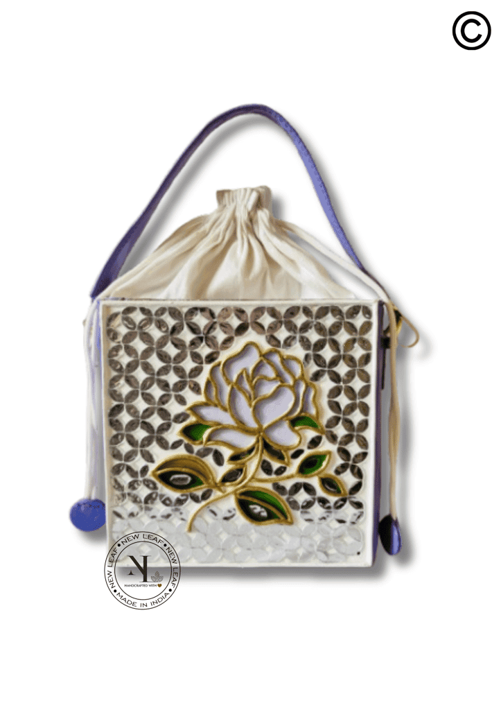 Lilac Rosee Lippan Art Potli Handcrafted Sling Bag view 5
