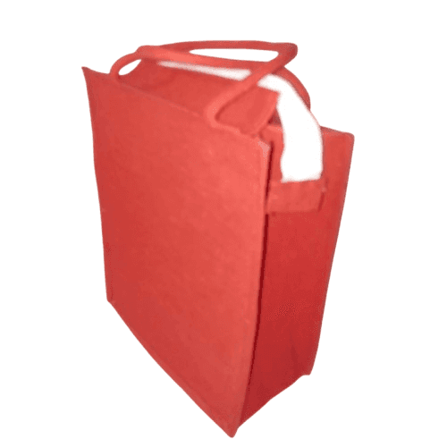 Red Jute Bag with Reinforced Stitching and Double Handles view 3