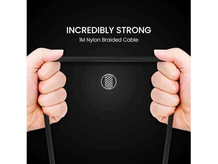 Portronics Konnect B+ 8 Pin Usb Cable 3.0 Amp Output with Charge & Data Sync with 1m - Black view 2