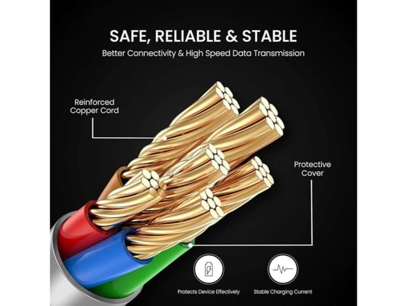 Portronics Konnect B+ 8 Pin Usb Cable 3.0 Amp Output with Charge & Data Sync with 1m - Black view 4