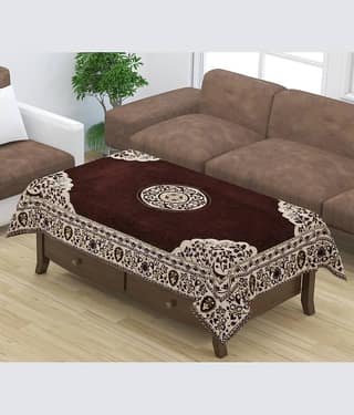 FURNISHING HUT Self Design Chenille 6 Seater Rectangle Table Cover ( 137 x 90 ) cm Pack of 1 Purple
