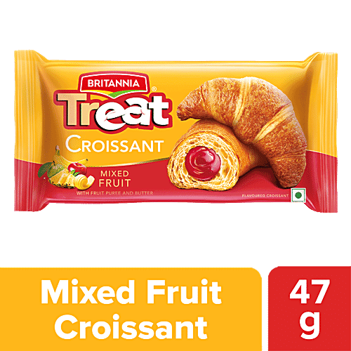 Britannia Treat Croissant - Mixed Fruit, soft, 100% Veg, 47 g