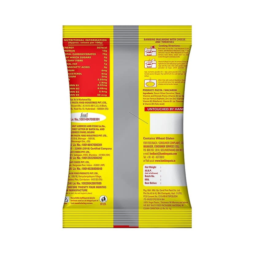Bambino Macaroni Elbow Pasta 900 Gms view 2