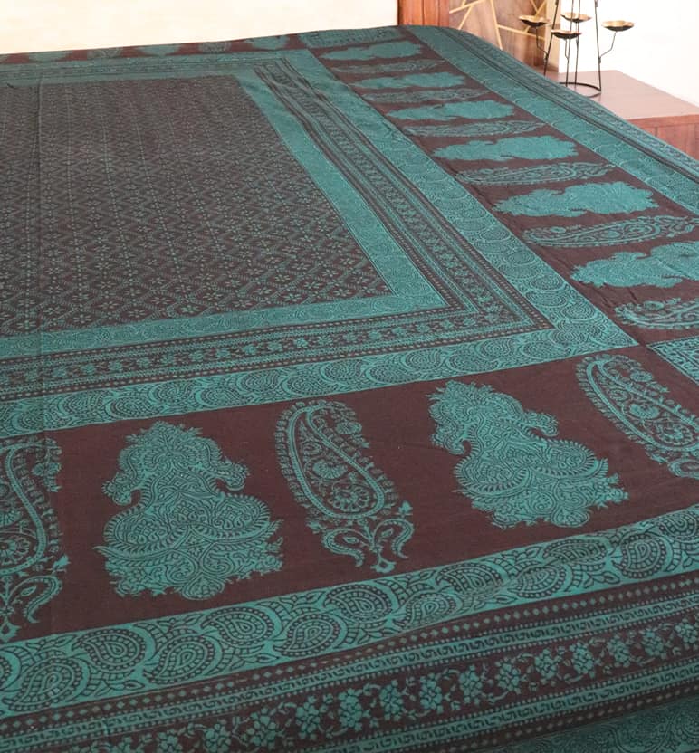 Hand Block Printed Bagh Cotton Double Bed Sheet view 3