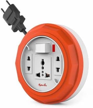 Fybros Comex 2 Pin Extension Board Flex Box 10 Meter Power Cable (Multicolor) 3 Socket Extension Boards (White, Red, 10 m)