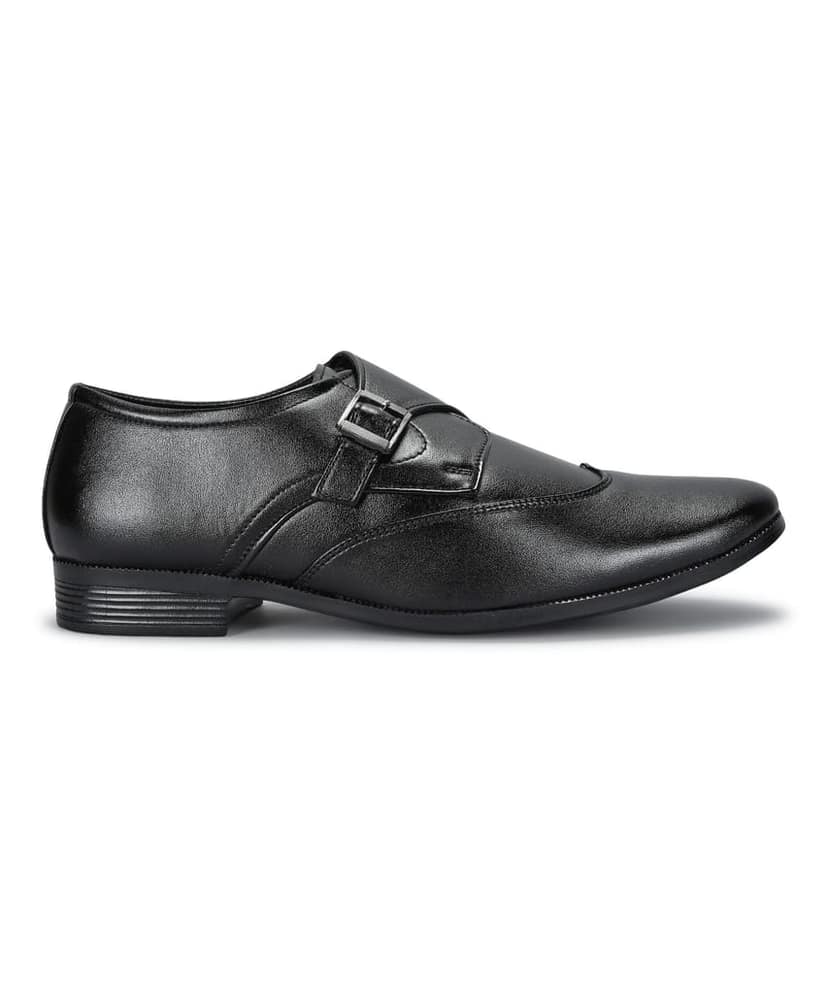 Paragon Men's Black Formal Shoes with Buckle| Durable & Sturdy for Outdoor Wear view 2