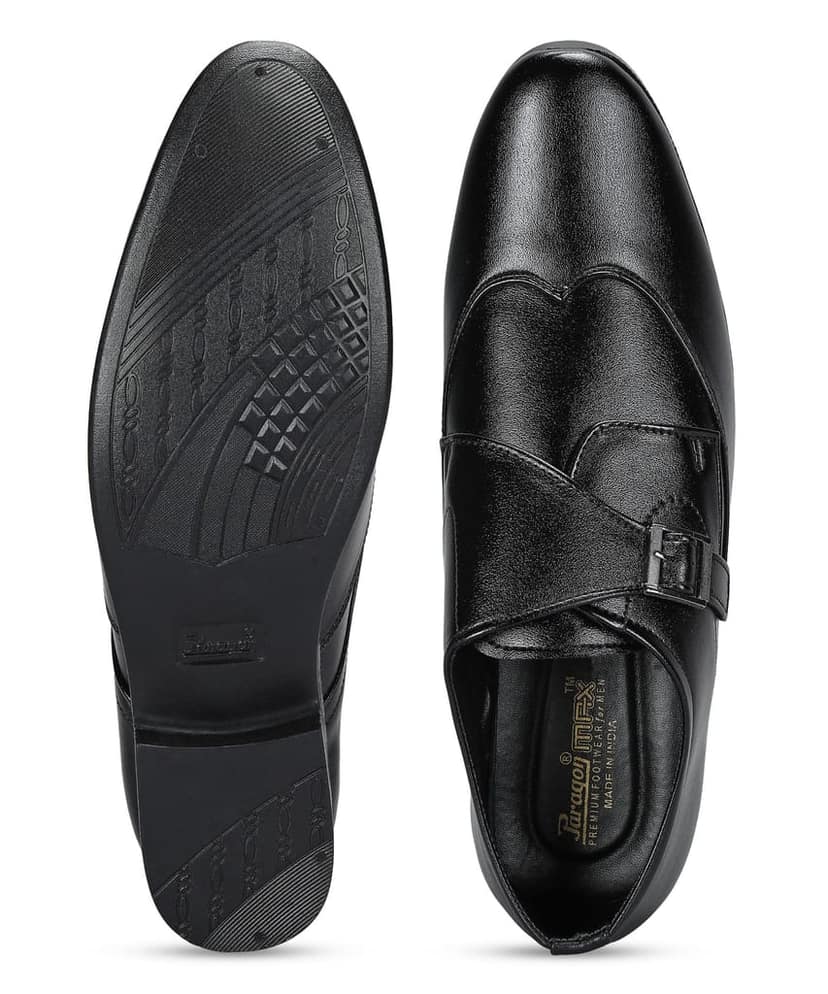 Paragon Men's Black Formal Shoes with Buckle| Durable & Sturdy for Outdoor Wear view 4