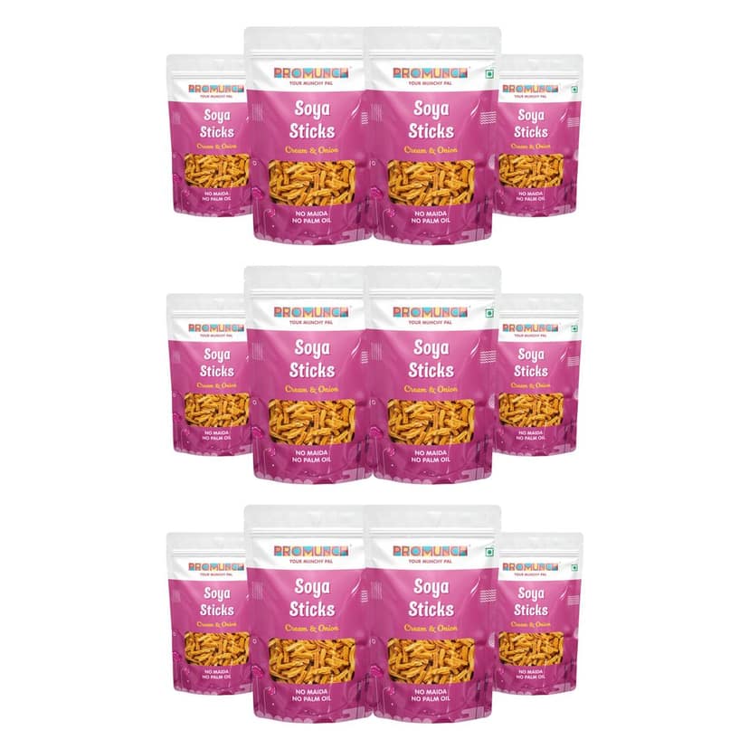 PROMUNCH Soya Sticks - Cream & Onion (Pack of 12; 30g Each)