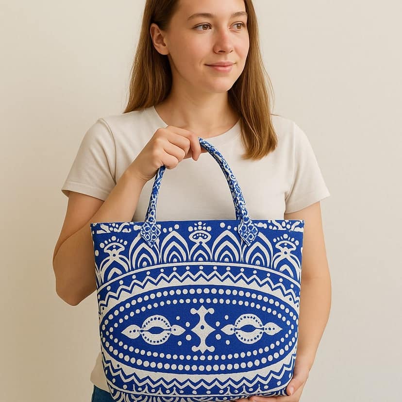 Bohemian Blue Mandala Tote Bag - Stylish & Spacious view 2