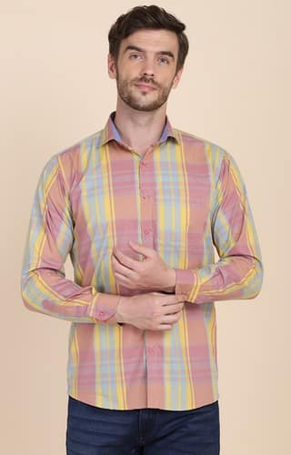 Tahvo Men Pink Check Shirt