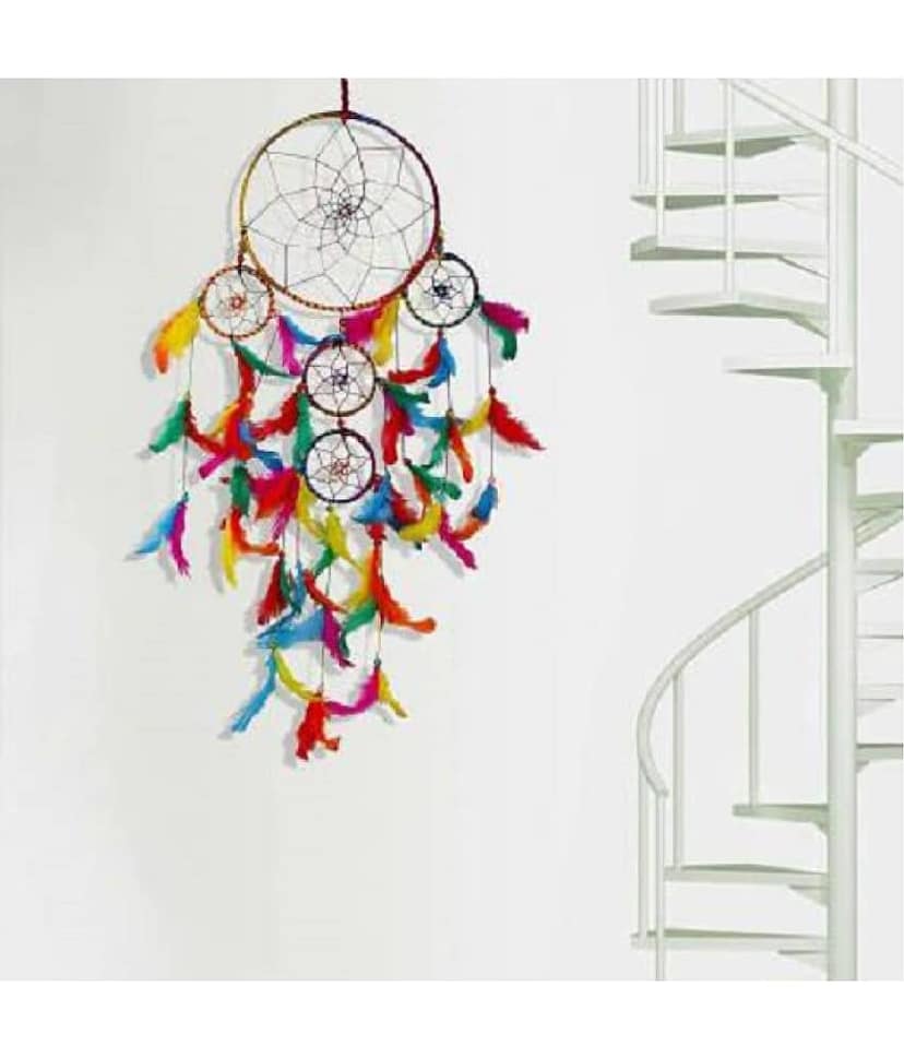 Lucky Traders Feather Multicolour Dream Catcher - Pack of 1 ( X cms )