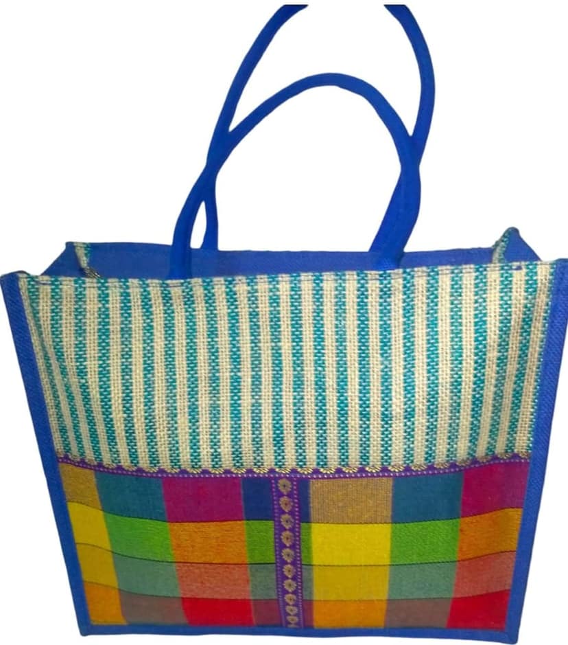 Blue Jute Bag view 2