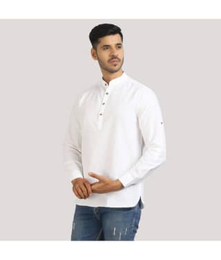Life Roads - White Cotton Men's Shirt Style Kurta ( Pack of 1 )