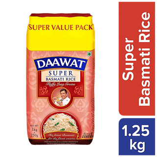 Daawat Basmati Rice/Basmati Akki - Super, 1 Kg 250 G Extra