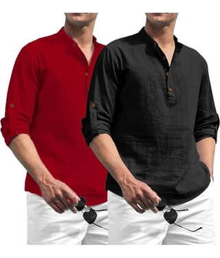 Yugnik Pink Cotton Men's Regular Kurta ( Pack of 2 )