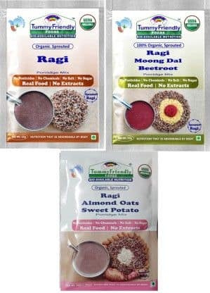 TummyFriendly Foods Certified Ragi Porridge Mixes - Stage1, Stage2, Stage3, Rich In Calcium, Iron, Fibre & Micro-Nutrients, 50 gm Each Cereal (Pack of 3)