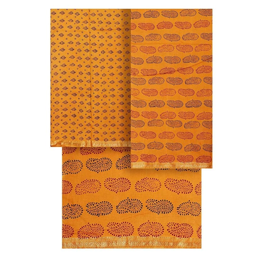 HANDLOOM CHANDERI 03 PCS BAGH PRINTED SUIT (SKU - 1RBS02260221 Suit 117) view 5