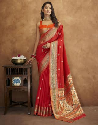 Soft Paithani silk saree with Meenakari weaw...