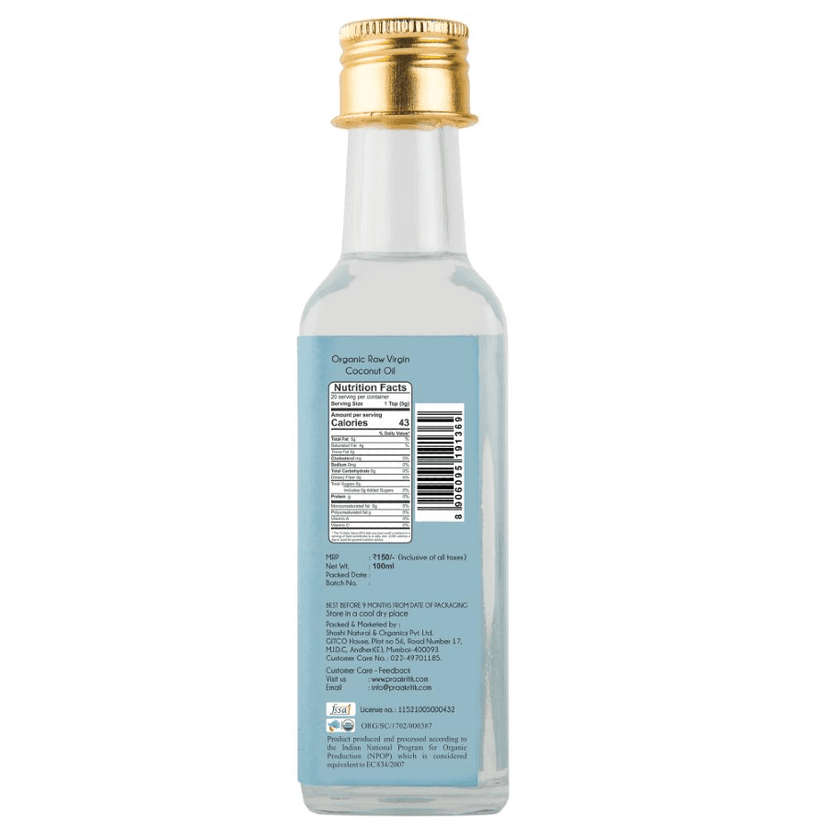Praakritik Organic Extra Virgin Coconut Oil 100ml view 2