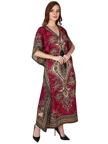 Ukal Women's Polyester Paisley Maxi Kaftan view 3