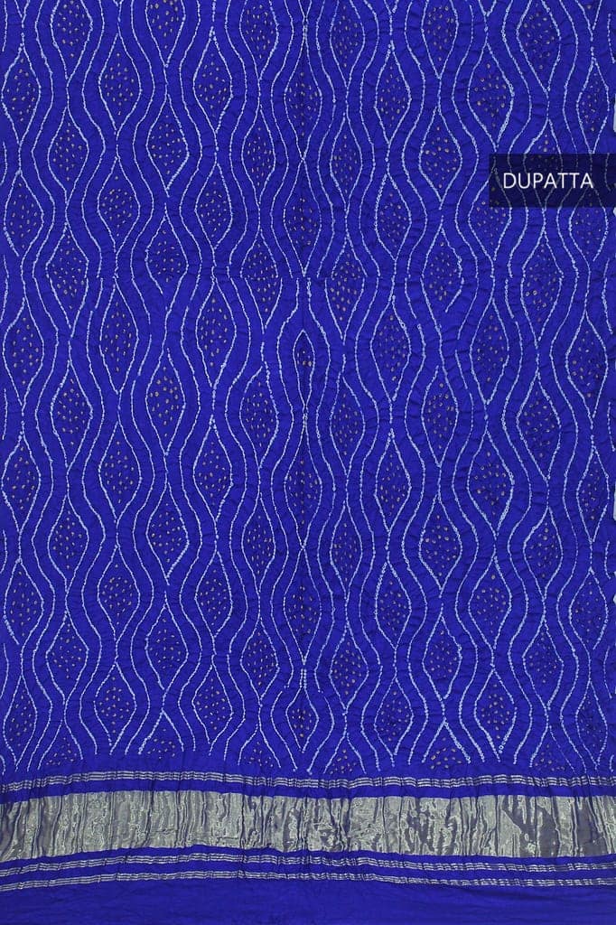 Garvi Gurjari (A Gujarat Govt Enterprise) Blue Handwoven Gaji Silk Bandhani Dupatta(GGCGBD25) view 3