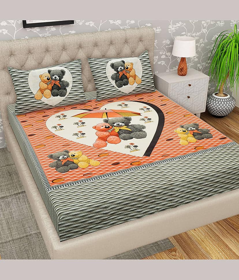 Cosito Cotton 1 Double Bedsheet with 2 Pillow Covers ( Grey )
