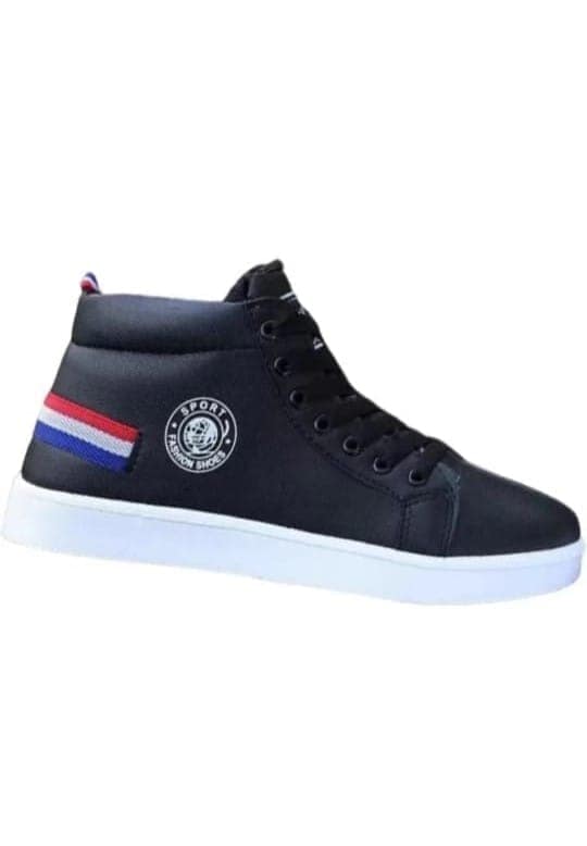 Black trendy sneakers shoes view 2
