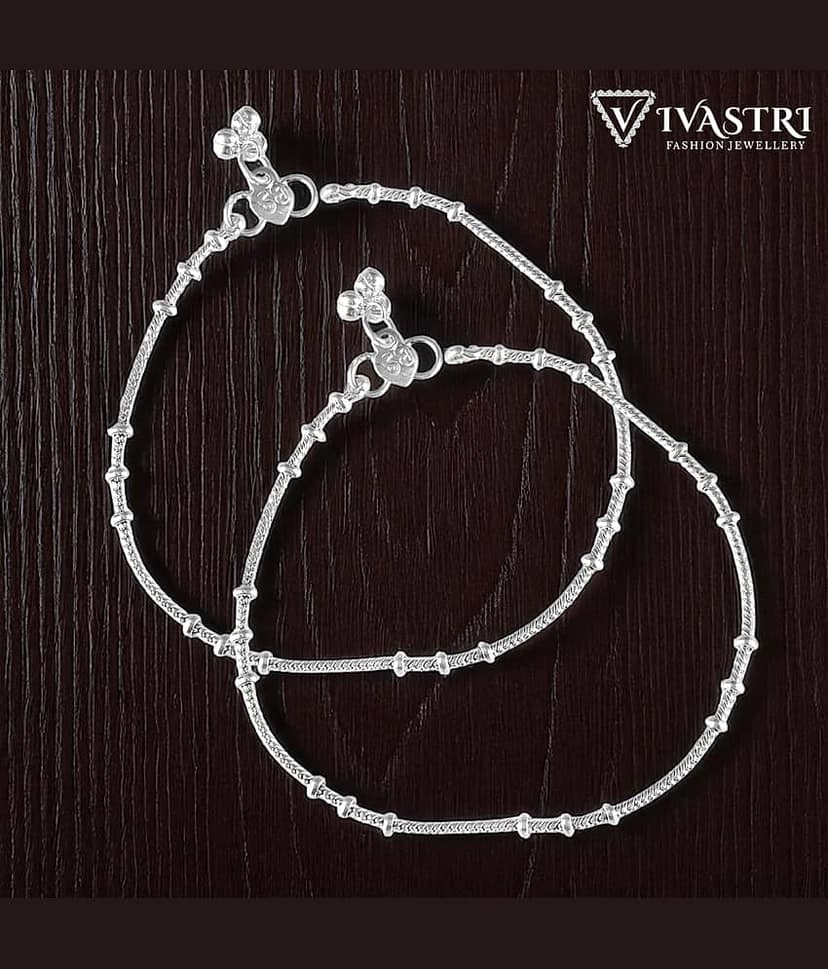 VIVASTRI Silver Anklets ( Pack of 2 )