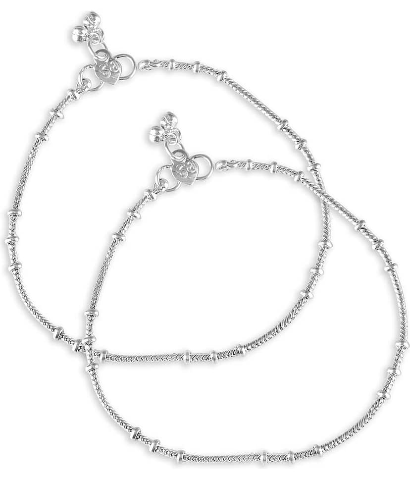 VIVASTRI Silver Anklets ( Pack of 2 ) view 2