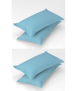gharsaaz - Pack of 4 Poly Cotton Vertical Striped Standard Size Pillow Cover ( 68.58 cm(27) x 43.18 cm(17) ) - Black
