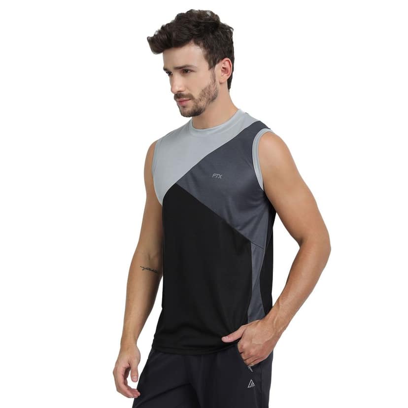 FTX Men Colorblock Round Neck Sleeveless Tshirt view 4