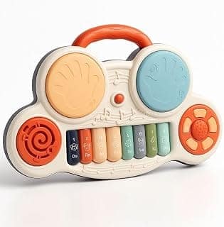 Cable World Musical Toy Piano for Kids, 8-Key Interactive Baby Piano with Music, Stories, Songs, Drum & ABC Buttons, Hand Activity Pads & Music Maze, Learning Musical Toy for Boys & Girls