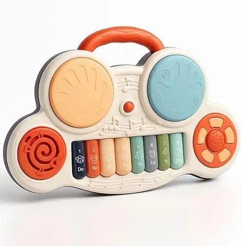 Cable World Musical Toy Piano for Kids, 8-Key Interactive Baby Piano with Music, Stories, Songs, Drum & ABC Buttons, Hand Activity Pads & Music Maze, Learning Musical Toy for Boys & Girls view 2